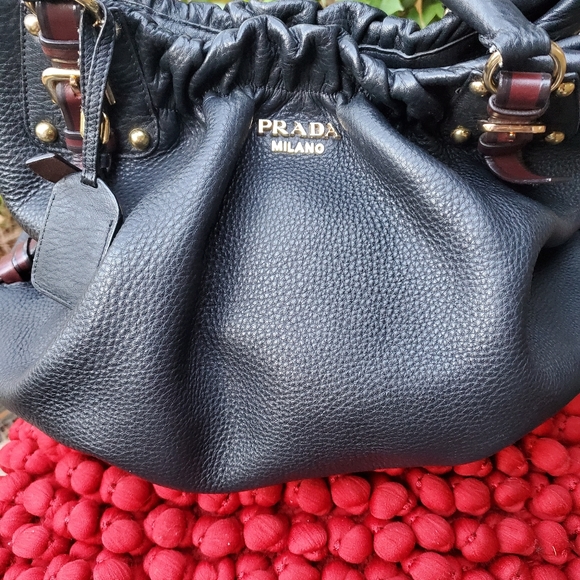 Prada Handbags - Black Leather Prada Two Way Satchel Handbag